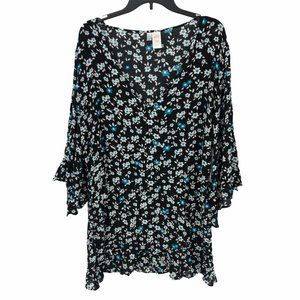 Anne Cole Womens Blue Floral Swim Coverup Dress